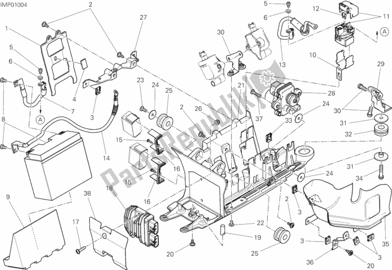 All parts for the Battery Holder of the Ducati Diavel Xdiavel S Brasil 1260 2017